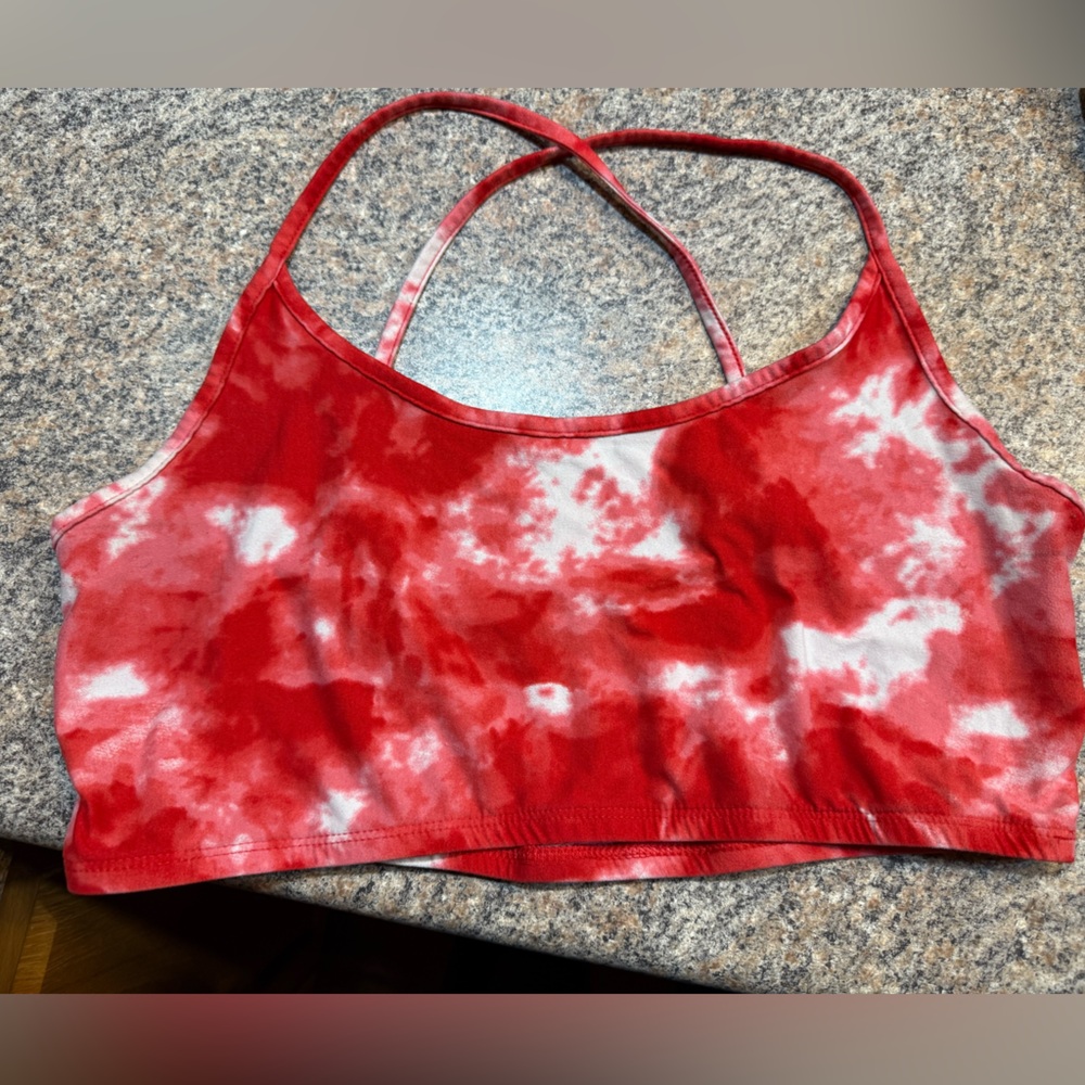 Gildan Red and White Tie-Dye Tank